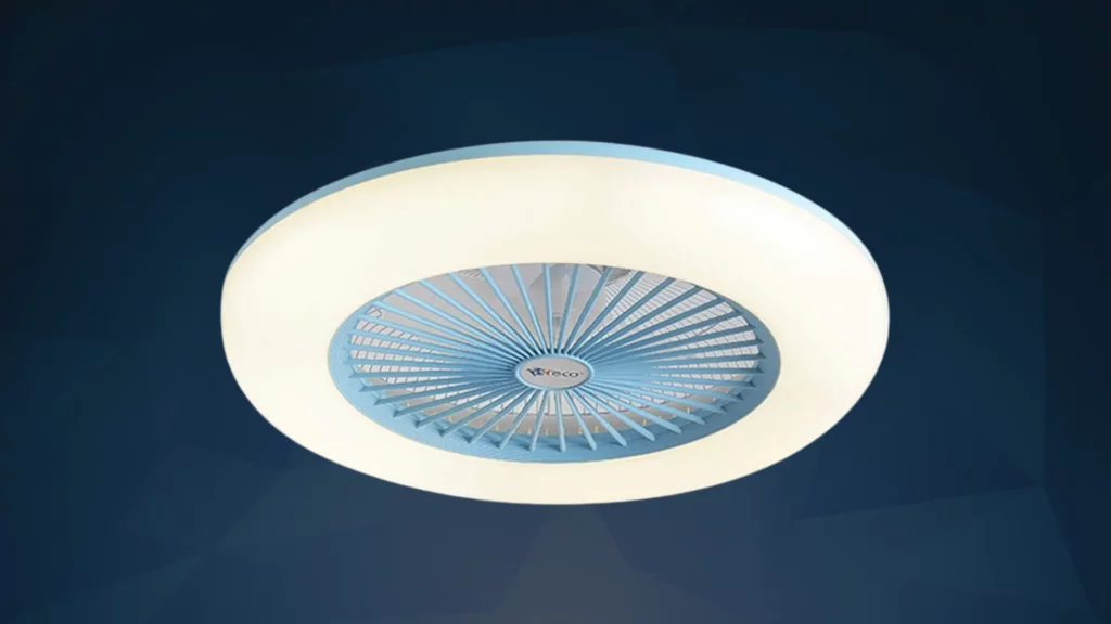 Ceiling Fan Bladeless with Illumination Light, Acrylic Frosted Lampshade, Three-Color Dimmable, 3-Speed Ceiling Fan