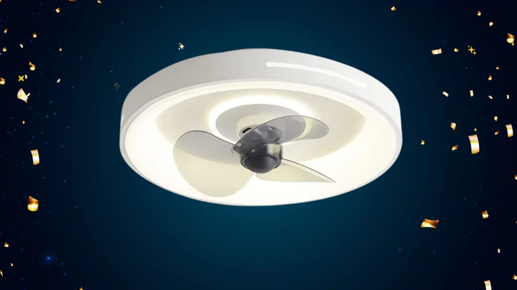 Flush Mount Ceiling Fan With Lights - 19” Modern Invisible Ceiling Fan Light