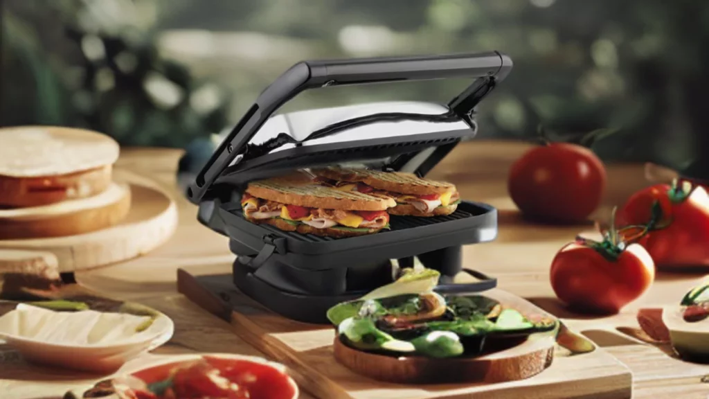 Hamilton Beach Multipurpose Sandwich Maker Grill, Toast, Panini Maker, Make Pizza, Burgers, Tikkas, Wraps, Grilled Chicken. Adjustable Floating Café Style Lid. Electric Griller with 2 Skewers