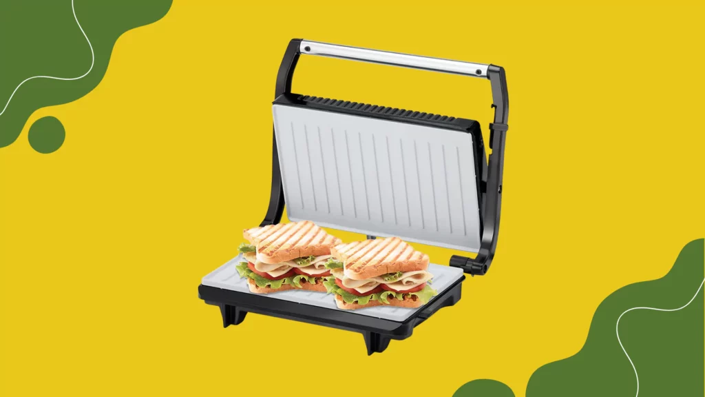 KENT 16025 Sandwich Grill 700W | Non-Toxic Ceramic Coating | Automatic Temperature Cut-off with LED Indicator