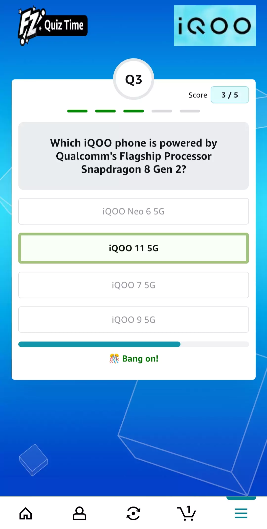 Amazon iQOO 11 5G Quiz Answer 3