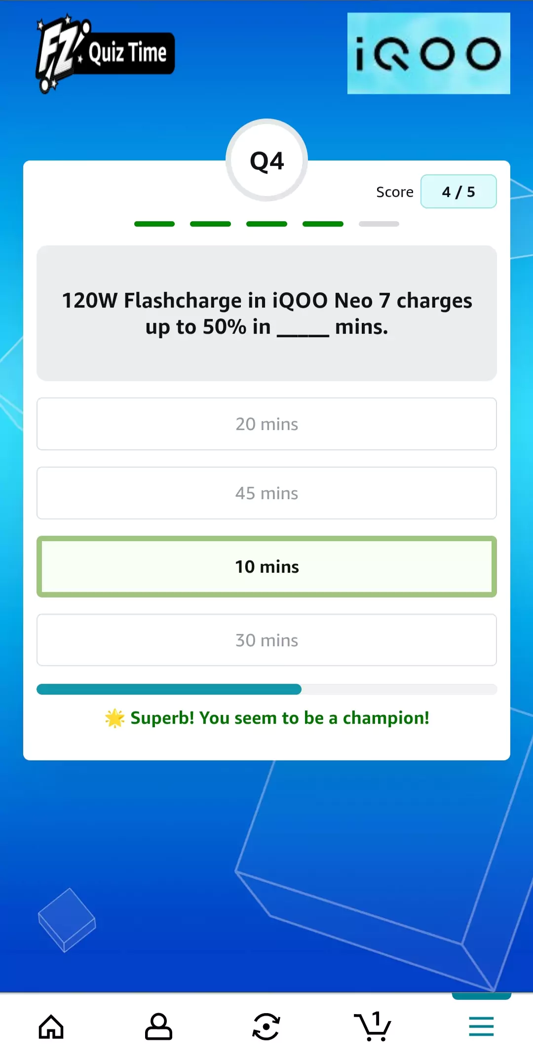 Amazon iQOO 11 5G Quiz Answer 4