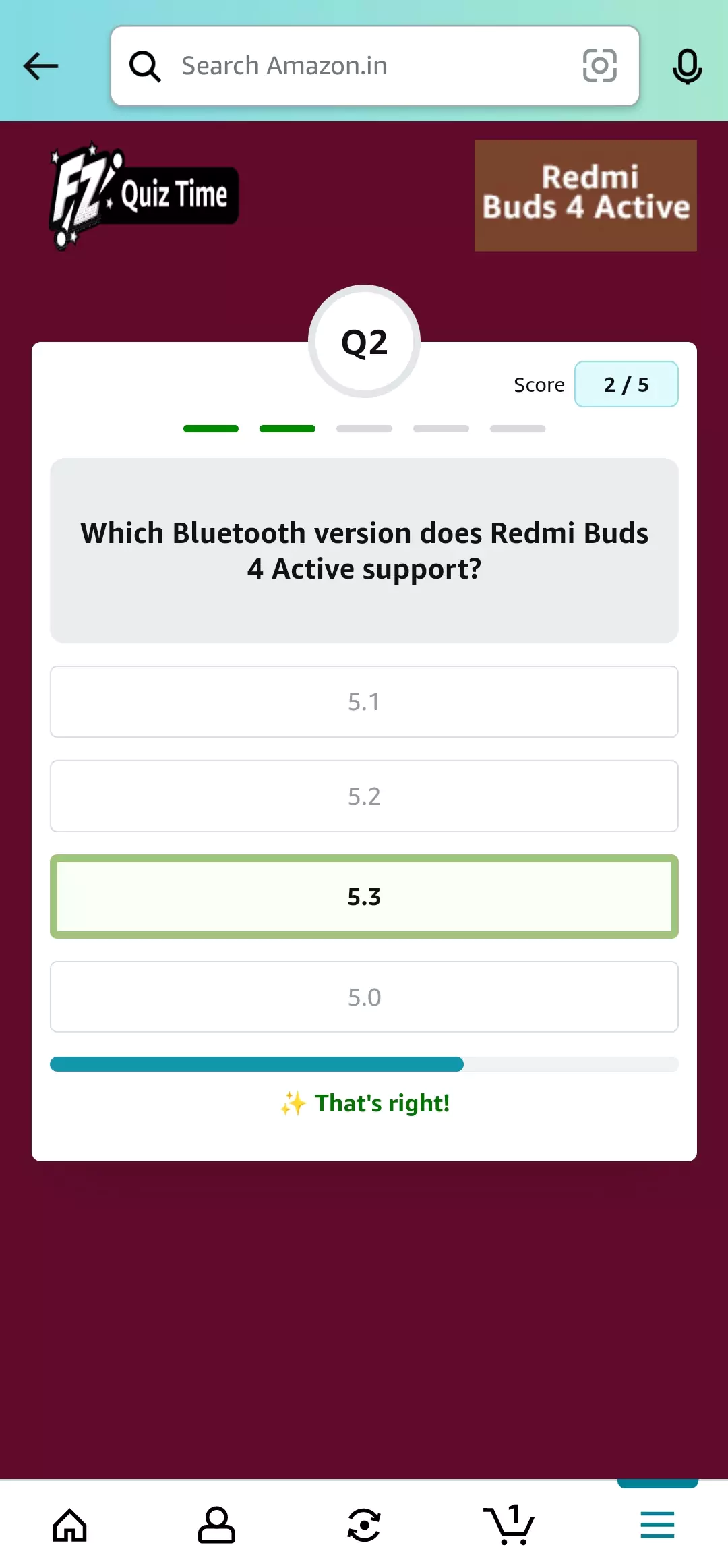 Redmi Buds4 Active Quiz Answer 2