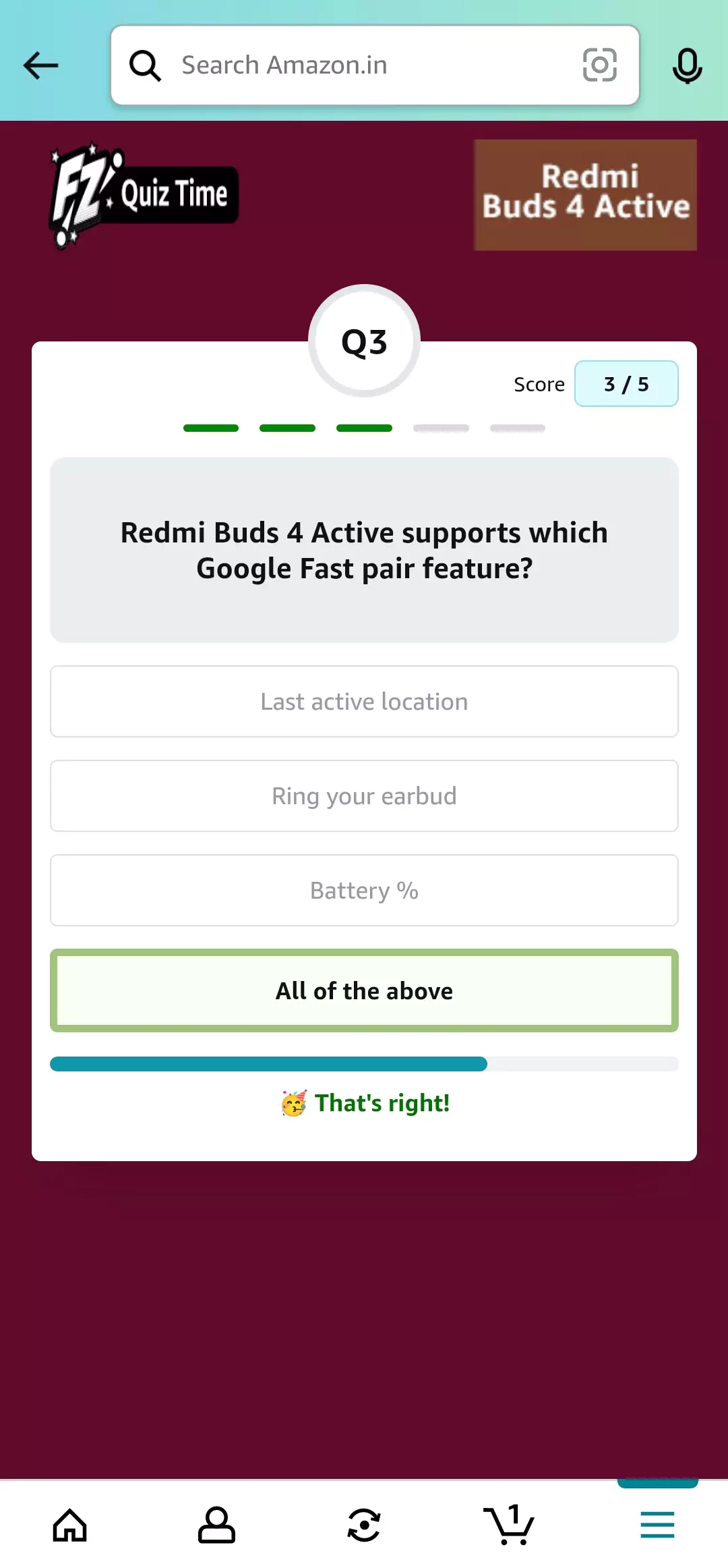 Redmi Buds4 Active Quiz Answer 3
