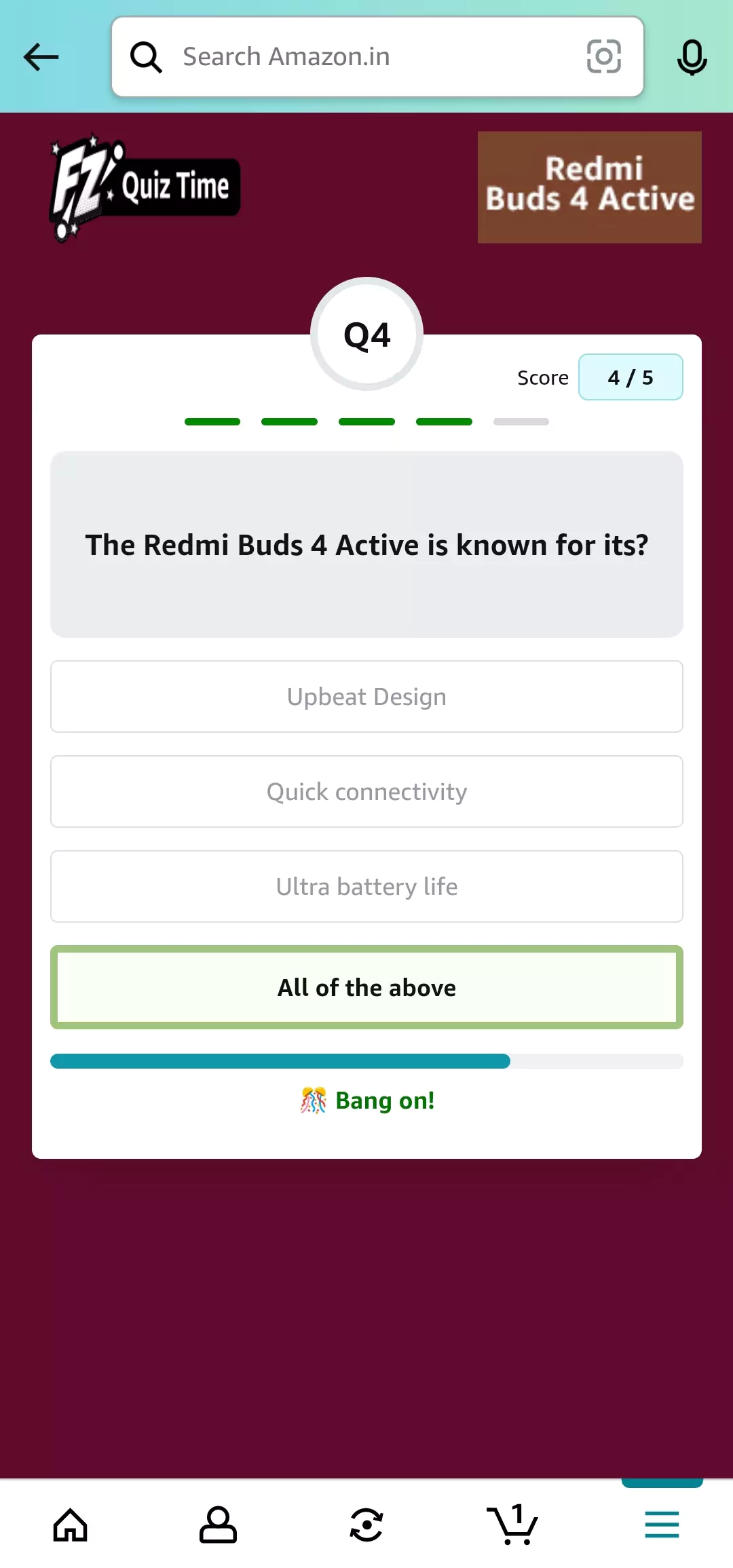 Redmi Buds4 Active Quiz Answer 4