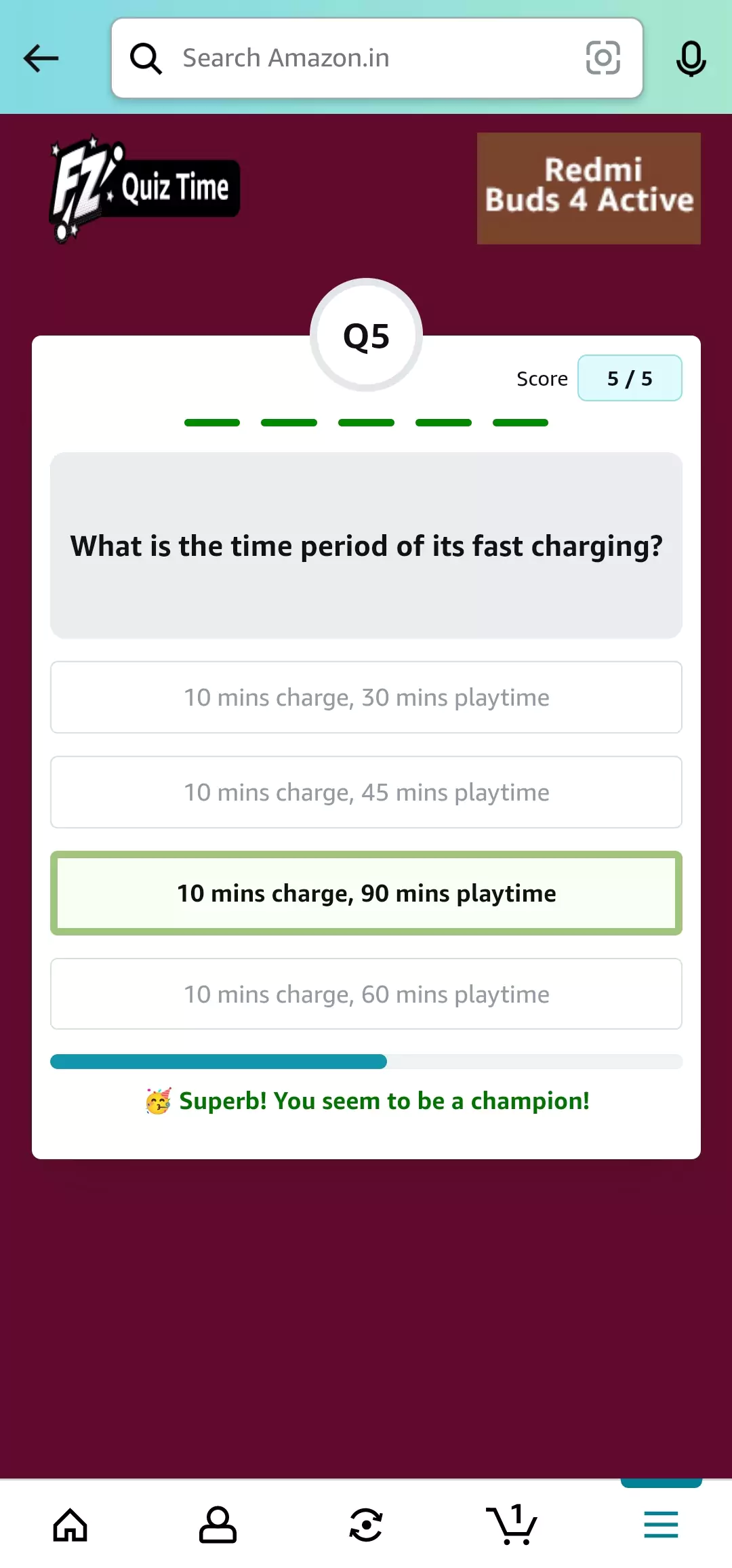 Redmi Buds4 Active Quiz Answer 5