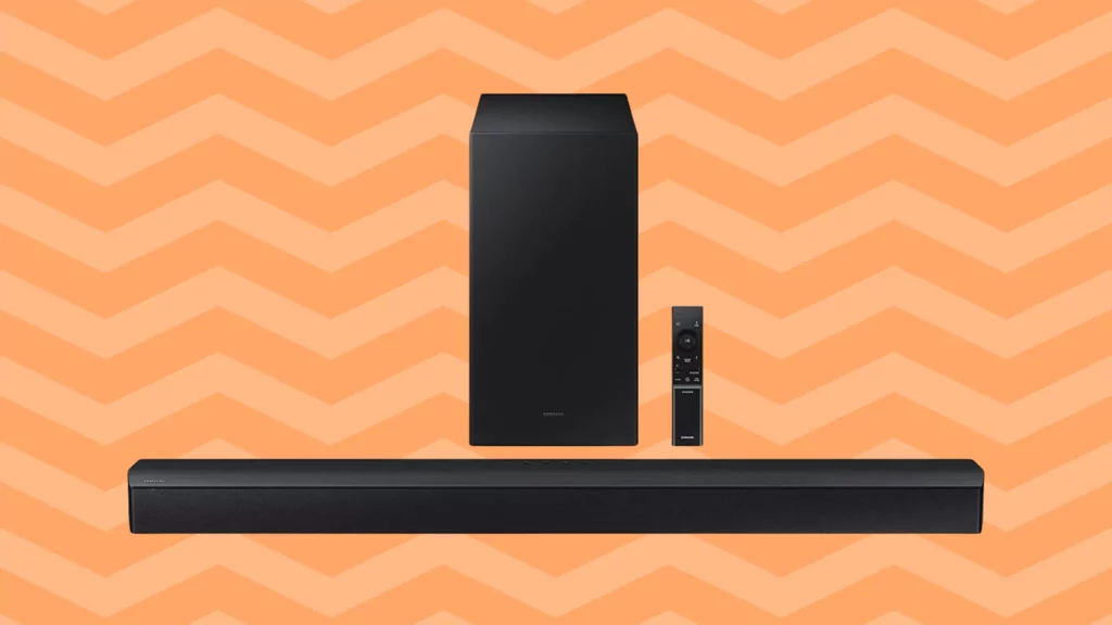 Samsung 3 Speakers Wireless Subwoofer, Dolby Digital, and DTS Virtual X Bluetooth Soundbar (HW-B45E/XL, Black, 2.1 Channel)