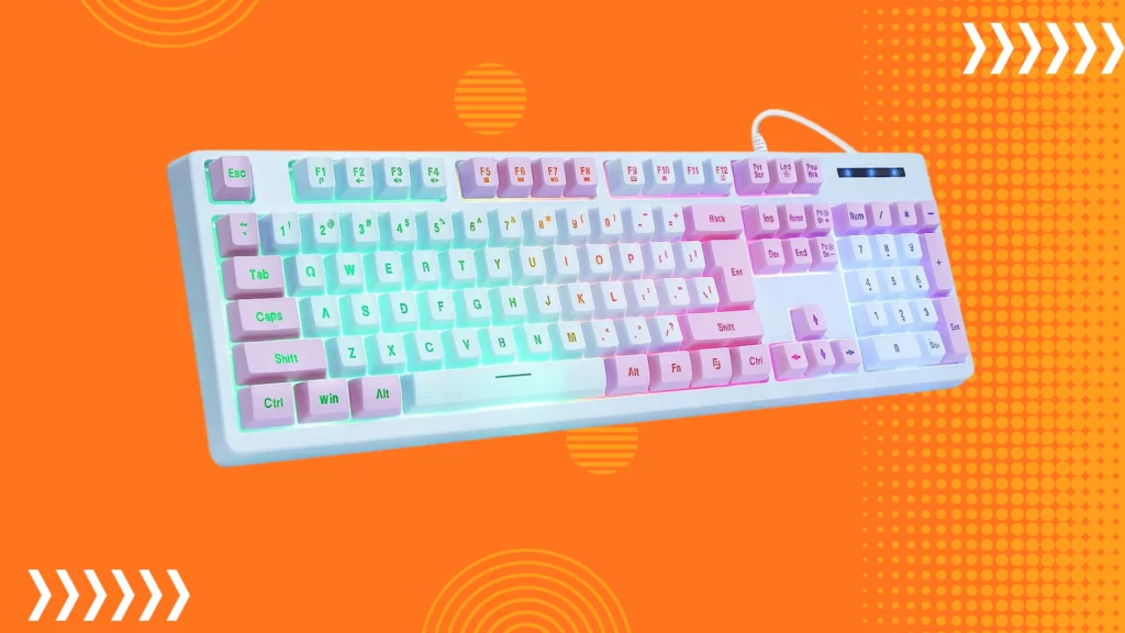 HUO JI Wired Gaming Keyboard, Quite Floating Keys, LED Backlit Keyboard for Desktop, Computer, PC
