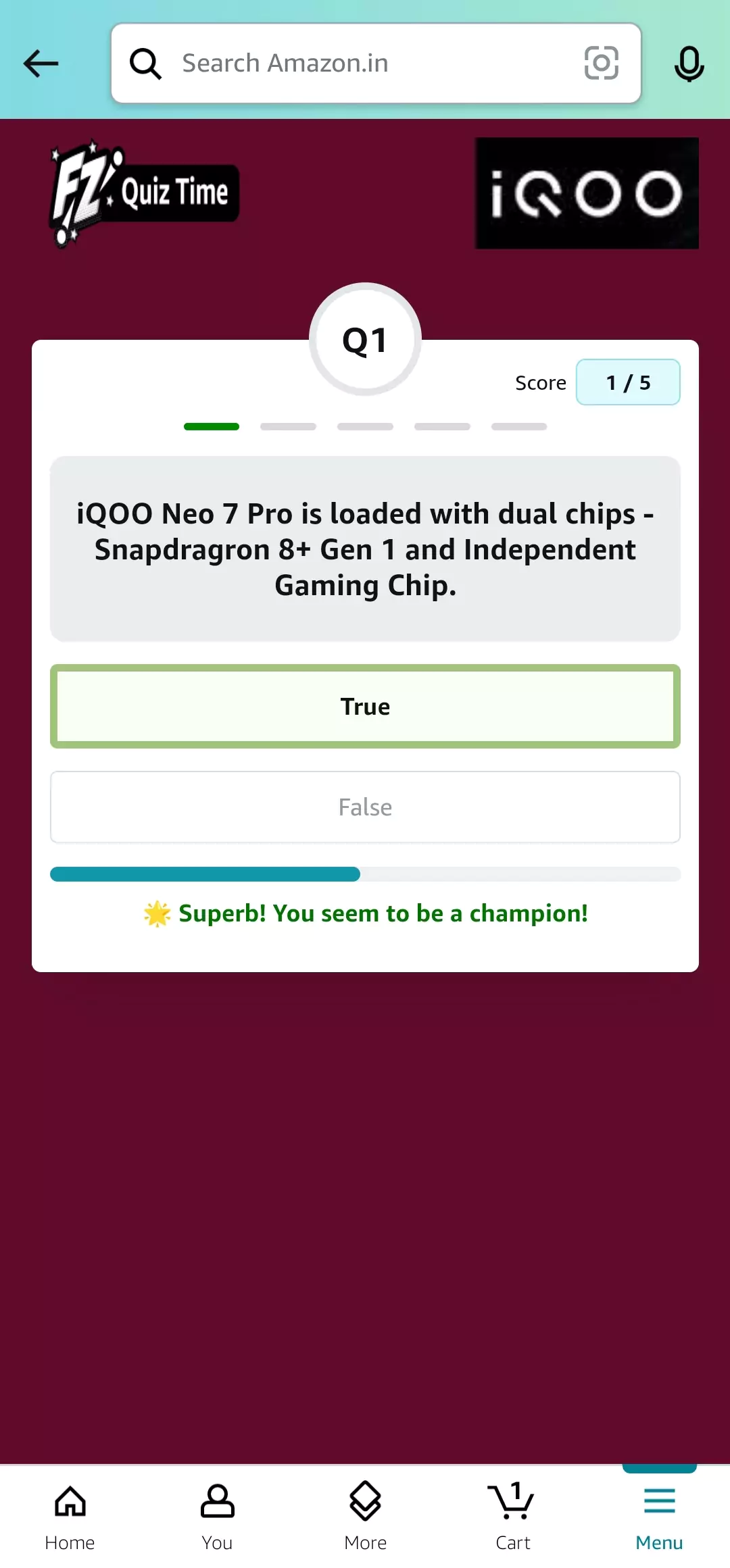 Amazon iQOO Neo 7 Pro Quiz Answer 1