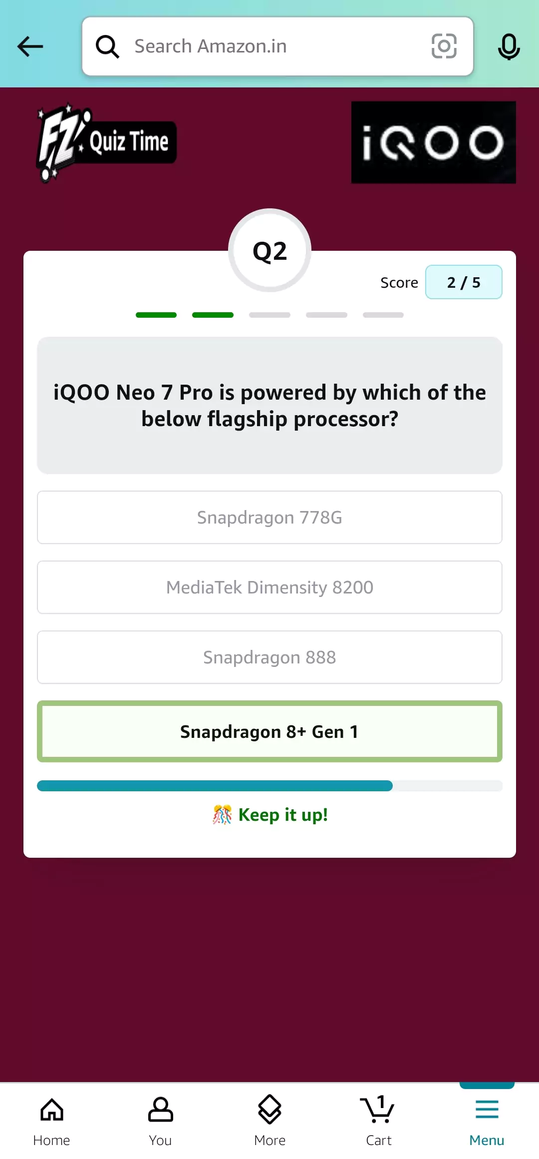 Amazon iQOO Neo 7 Pro Quiz Answer 2