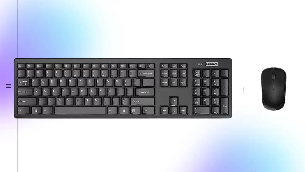 Lenovo 100 Wireless Keyboard & Mouse Combo, Ambidextrous 1000 DPI Mouse Optical Sensor, upto 3M clicks, Ultra slim water-resistant keyboard, 2.4 GHz Wireless Nano USB, upto 1yr battery life GX30L66303