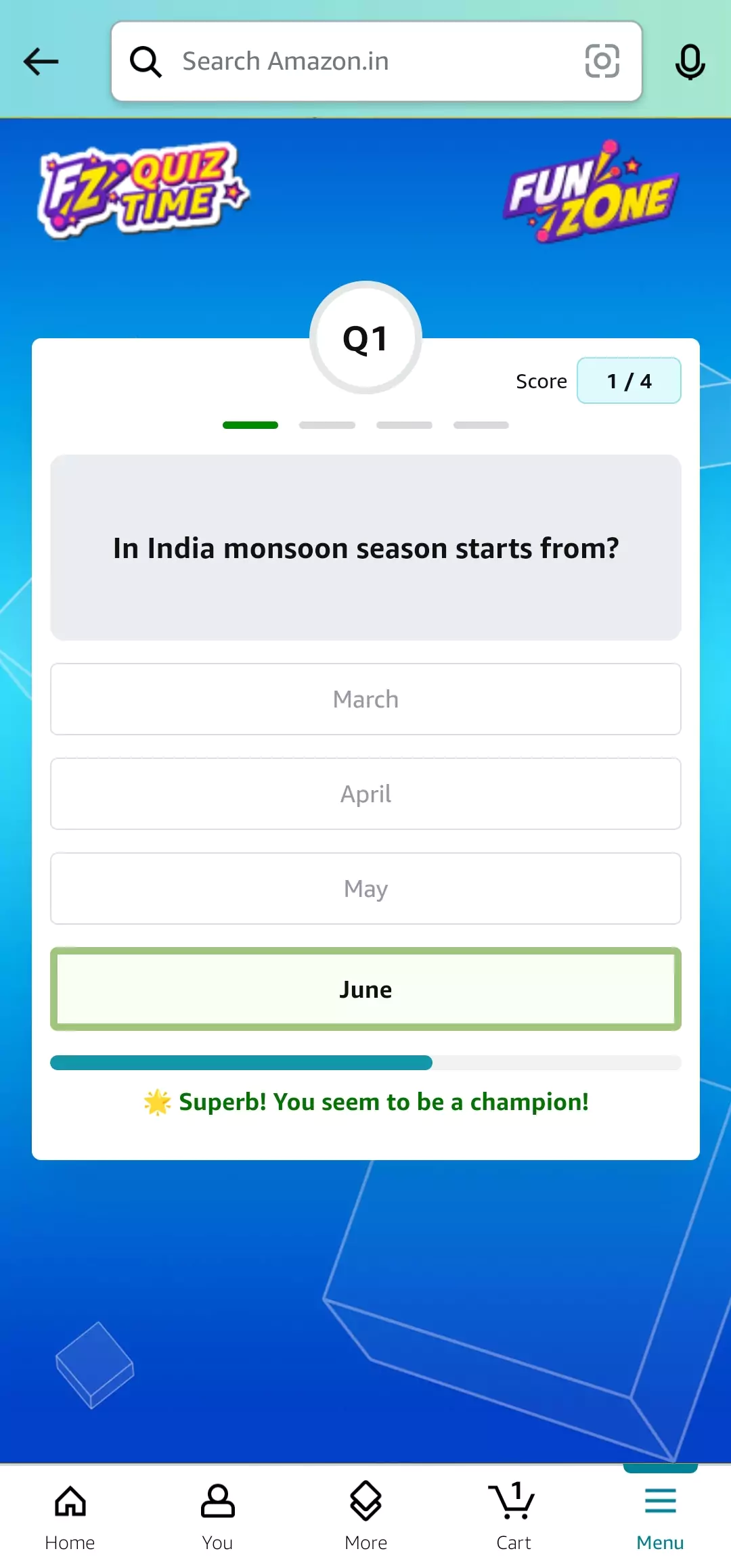 Amazon Monsoon Quiz Answer 1