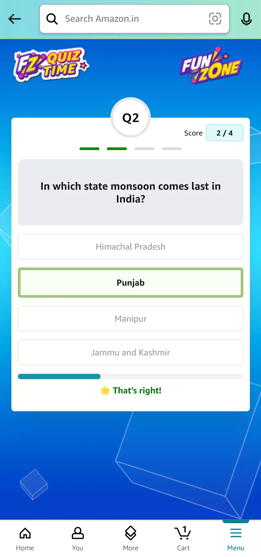 Amazon Monsoon Quiz Answer 2