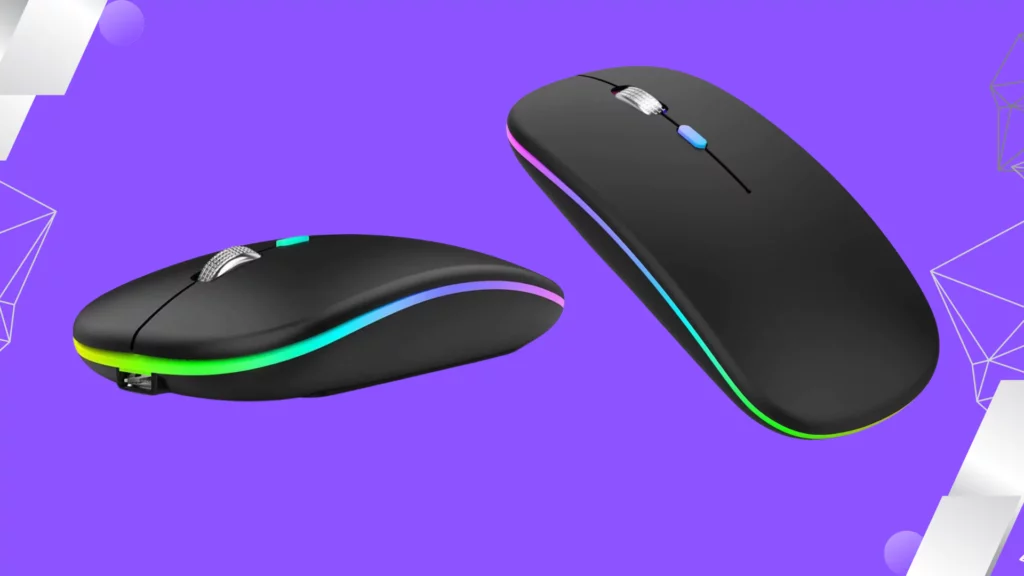 Offbeat® - DASH 2.4GHz Wireless + Bluetooth 5.1 Mouse, Multi-Device Dual Mode Slim Rechargeable Silent Click Buttons Wireless Bluetooth Mouse, 3 Adjustable DPI, Works on 2 devices at the same time with a switch button for Windows/Mac/Android/Ipad/Smart TV