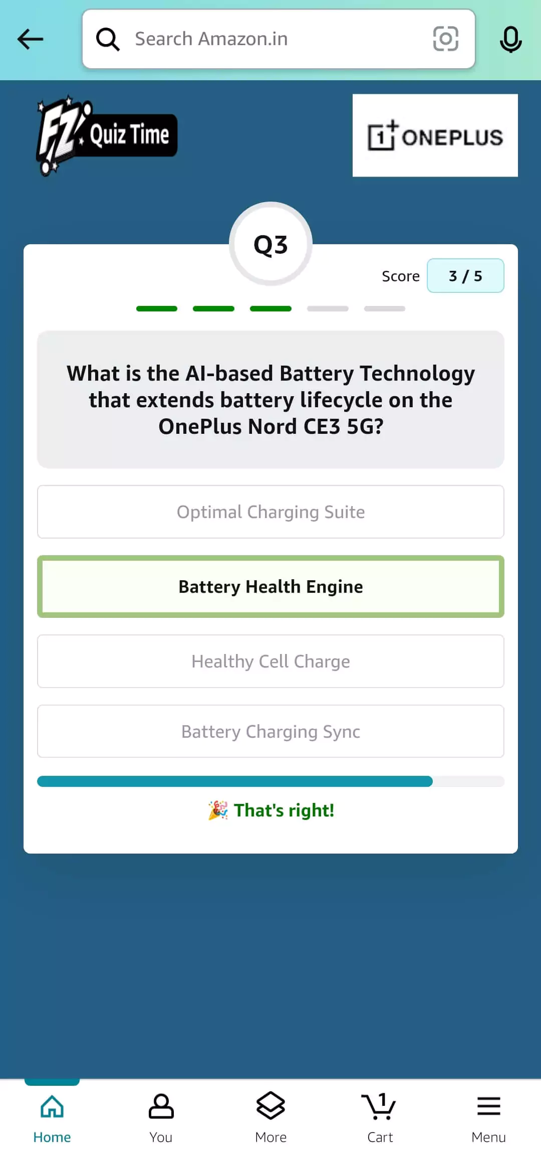 Amazon OnePlus Nord CE 3 5G Quiz Answer 3