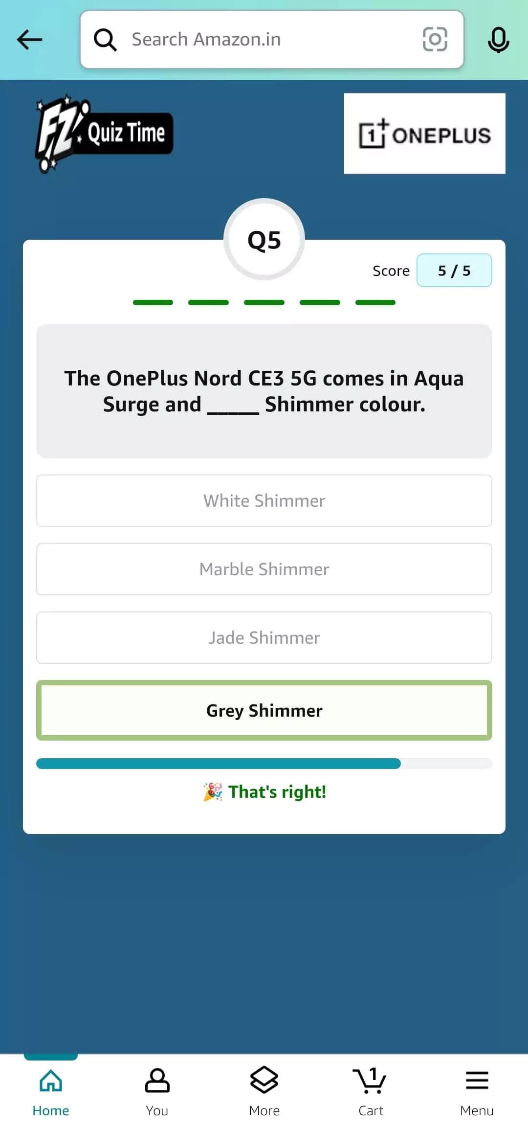 Amazon OnePlus Nord CE 3 5G Quiz Answer 5