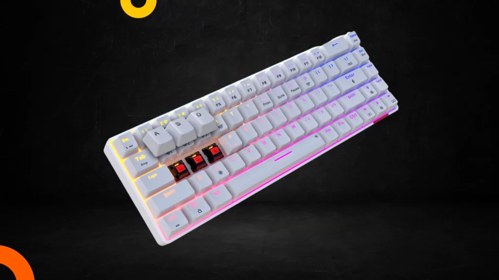 Portronics Hydra 10 Mechanical Wireless Gaming Keyboard with Bluetooth 5.0 + 2.4 GHz, RGB Lights 16.8 Million Colors, Type C Charging, Compatible with PCs, Smartphones and Tablets(Red)