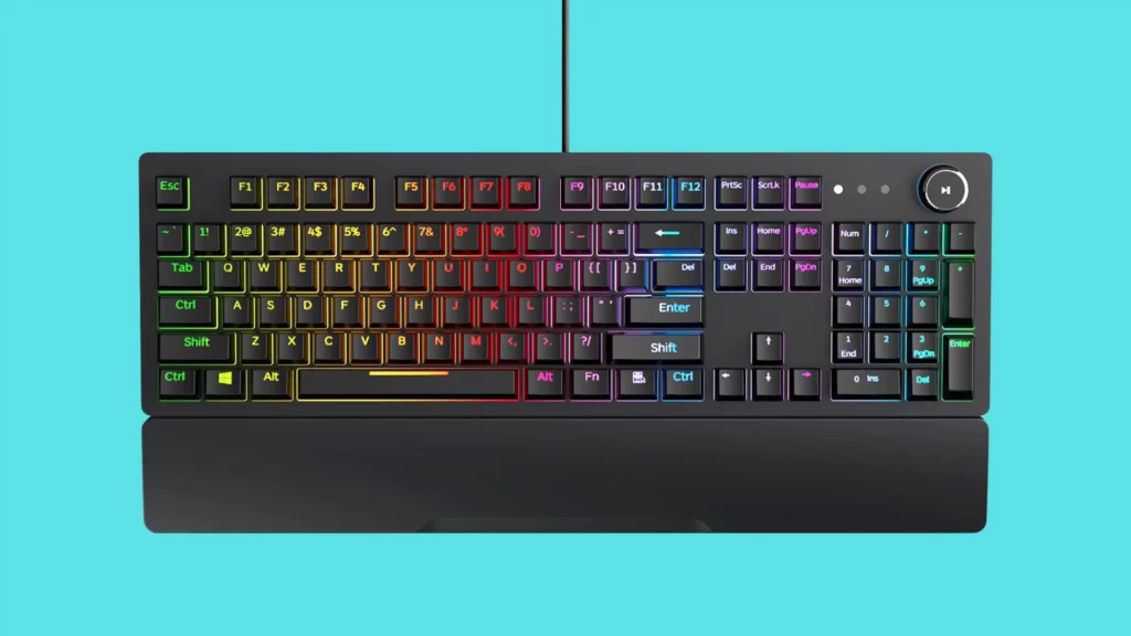 Redgear Shadow Blade Mechanical Keyboard with Drive Customization, Spectrum LED Lights, Media Control Knob and Wrist Support