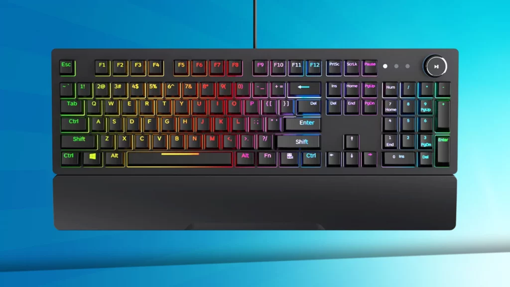 Redgear Shadow Blade Mechanical Keyboard with Drive Customization, Spectrum LED Lights, Media Control Knob and Wrist Support