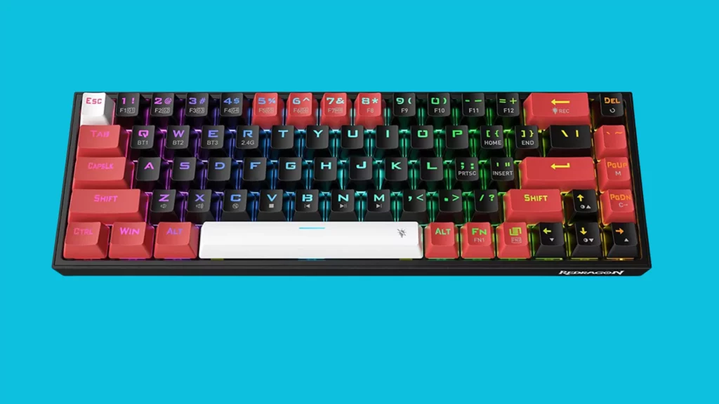 Redragon K631 PRO 65% 3-Mode Wireless RGB Gaming Keyboard, 68 Keys Hot-Swappable Compact Mechanical Keyboard w/Hot-Swap Free-Mod PCB Socket & Dedicated Arrow Keys, Quiet Red Linear Switch