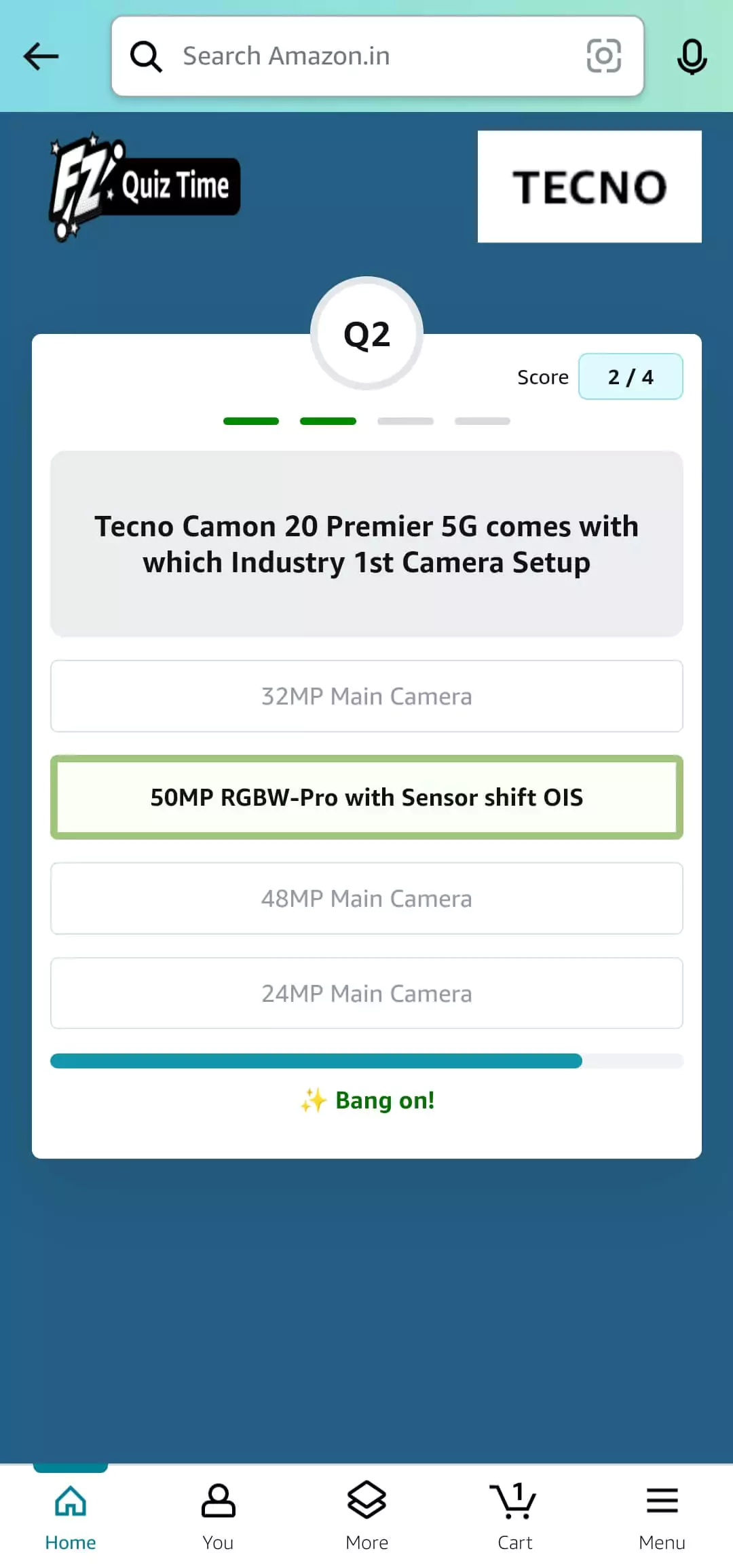 Amazon Tecno Camon 20 Premier Quiz Answer 2