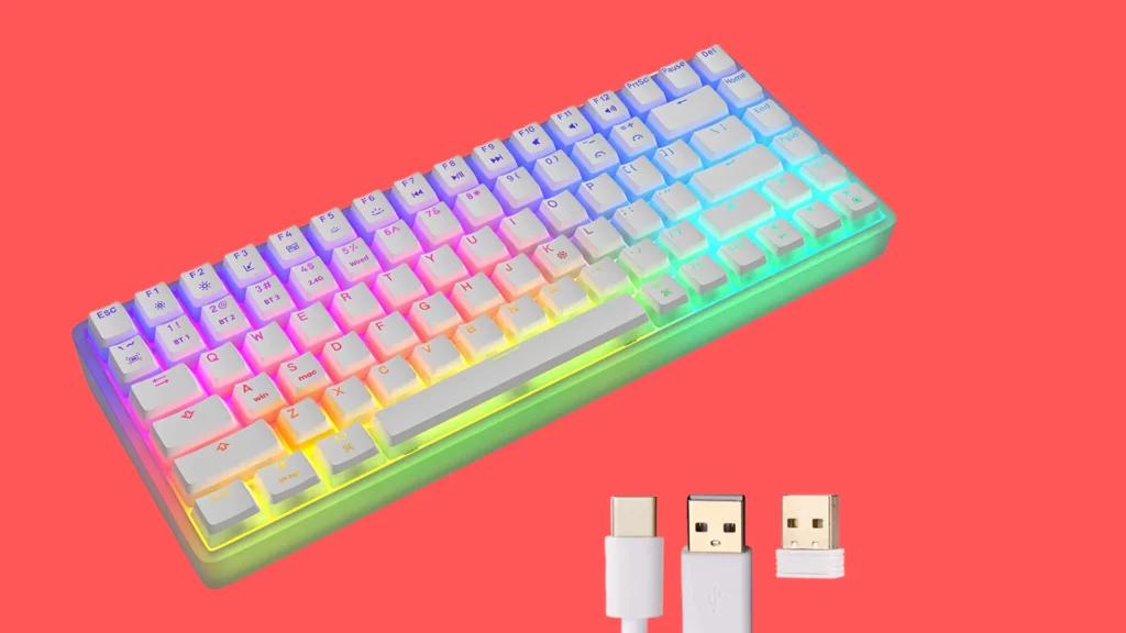 ZEBRONICS Premium Wireless Mechanical Keyboard, Outemu RED Switch, 3X Bluetooth, Hot-swap, Mac, Android, Windows, Type C 1.8m Braided Cable, 2.4GHz RF, 18 RGB LED & Backlit Keys MAX Ninja 200