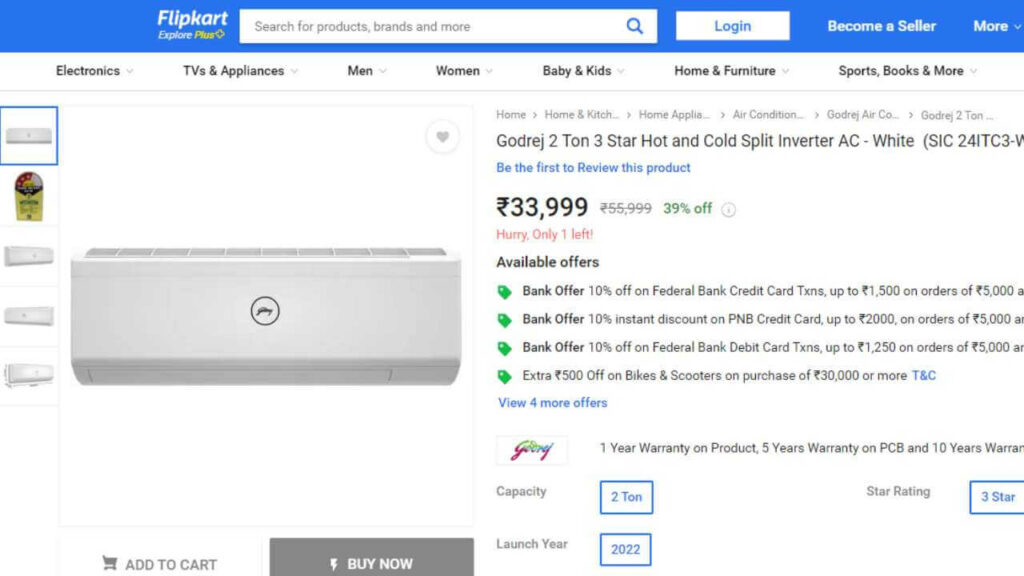Godrej 2-Ton 3-Star Hot and Cold Split Inverter AC Price Drops by Rs 7,410 with a Discount; Check Out the Offer on Flipkart