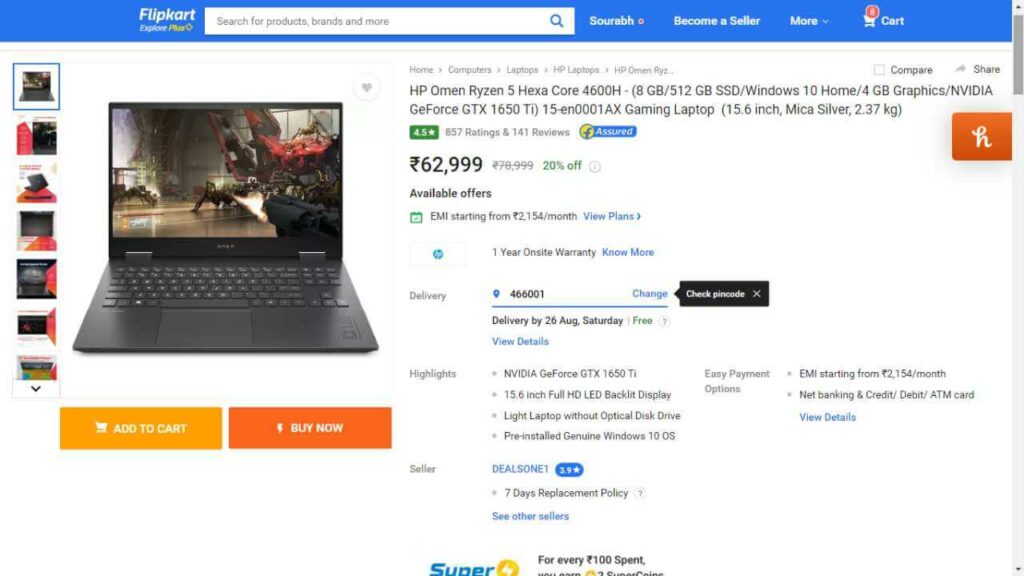 HP Omen Ryzen 5 Hexa Core 4600H Laptop Price Dropped by Rs 4,501 – Check it Out on Flipkart