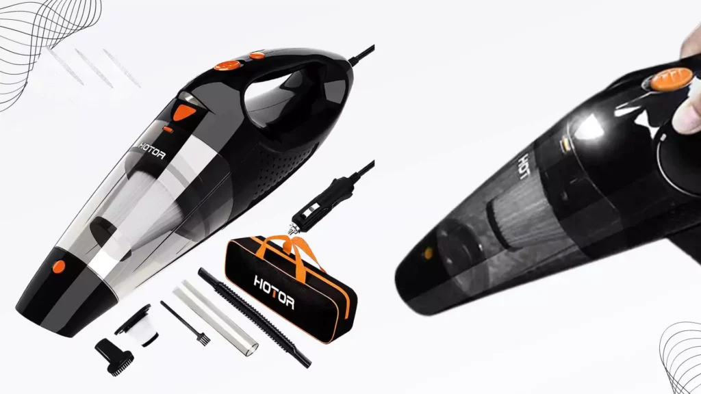 HOTOR High Power DC 12V Portable Auto Corded Car Vacuum Cleaner for Quick Car Cleaning for Car Use Only, Orange