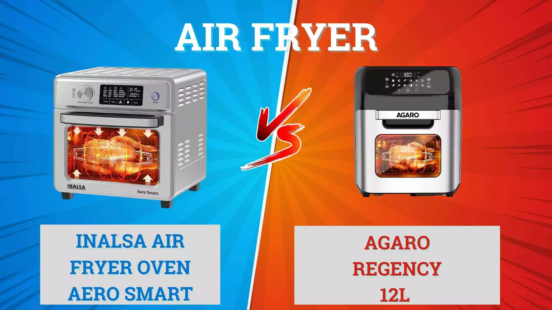 INALSA Air Fryer Oven Aero Smart Vs Agaro Regency 12L Air Fryer