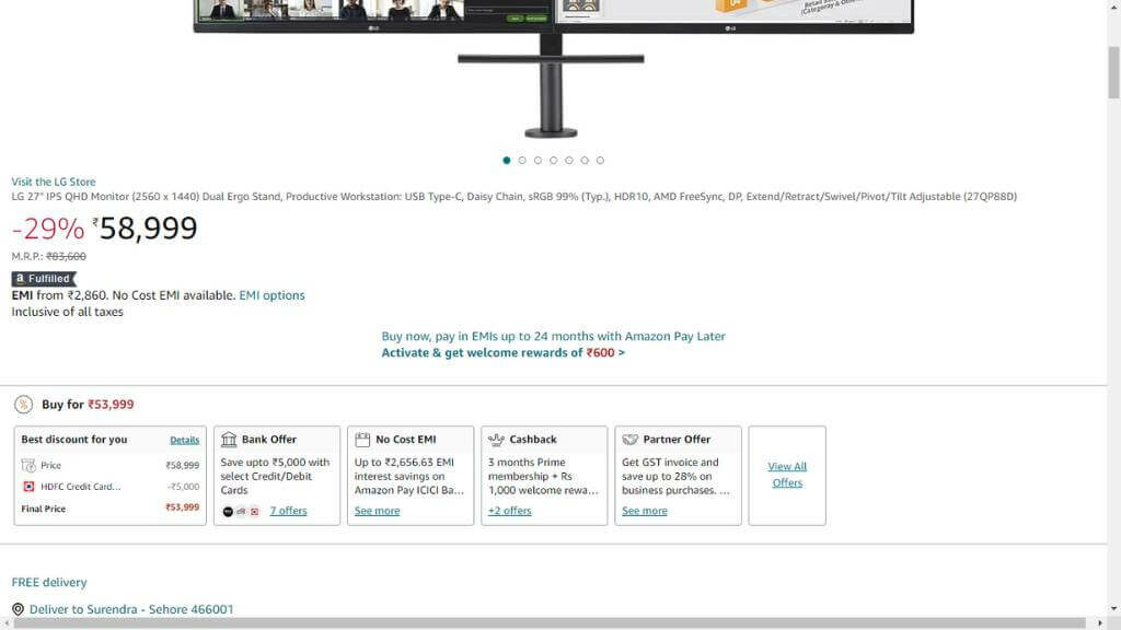 LG 27" IPS QHD Monitor Productive Workstation (27QP88D) Price Drops by Rs 5,000; Check Out the Offer on Amazon