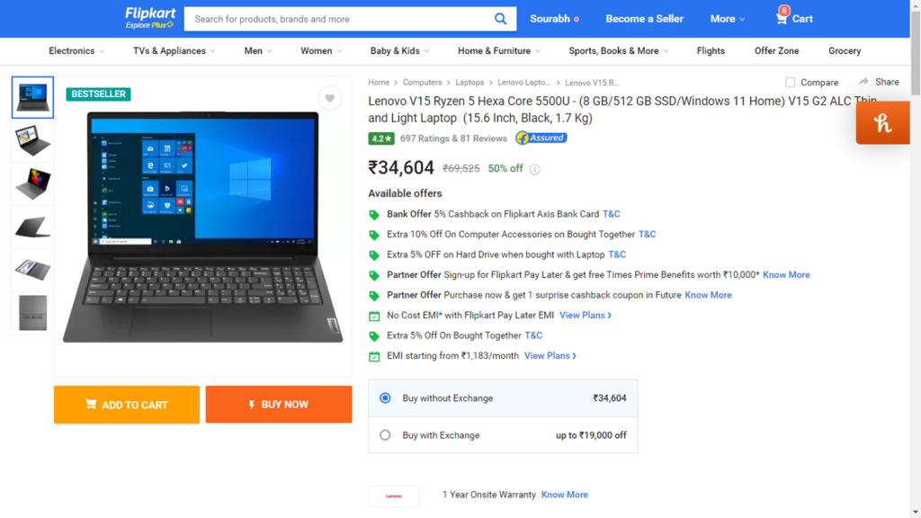 Lenovo Ryzen 5 Hexa Core 5500U - (8 GB/512 GB SSD) Laptop Drops by Rs 7,588; Check Out on Flipkart