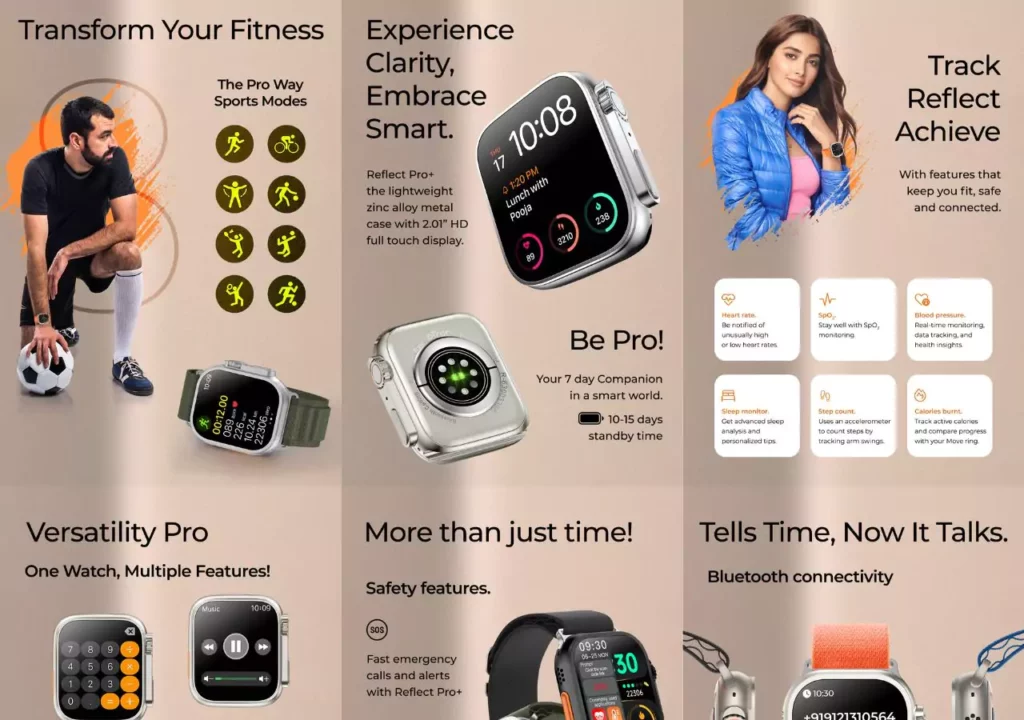 pTron Reflect Pro+ and Reflect Classic smartwatch Features