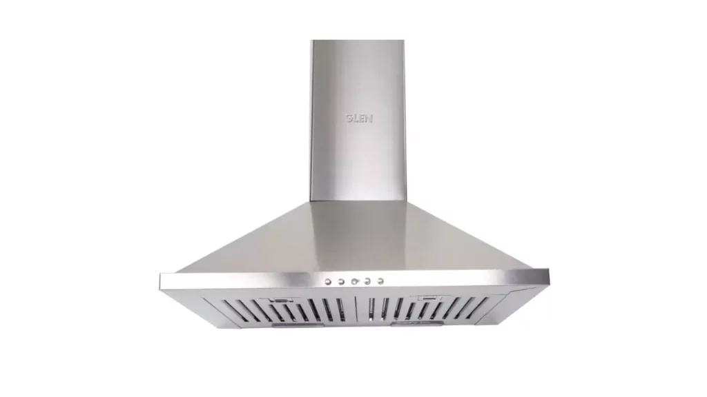 Glen 60 cm 1000 m3/hr Pyramid Chimney With 7 years warranty on Product, Baffle Filters Push buttons (Aqua SS, Silver)