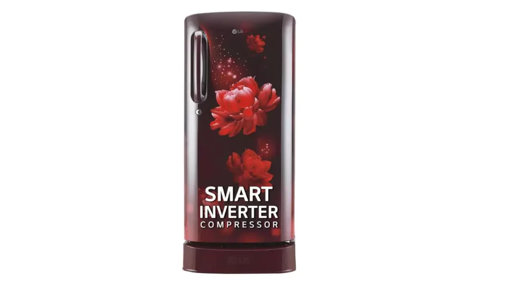 LG 185 L 5 Star Inverter Direct-Cool Single Door Refrigerator (GL-D201ASCU, Scarlet Charm, Base stand with drawer)