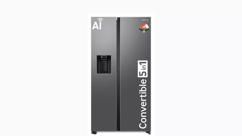 Samsung 633 L, 3 Star, Frost Free, Convertible 5-in-1 Digital Inverter, Side By Side AI Enabled Smart Refrigerator with WiFi & Water & Ice Dispenser