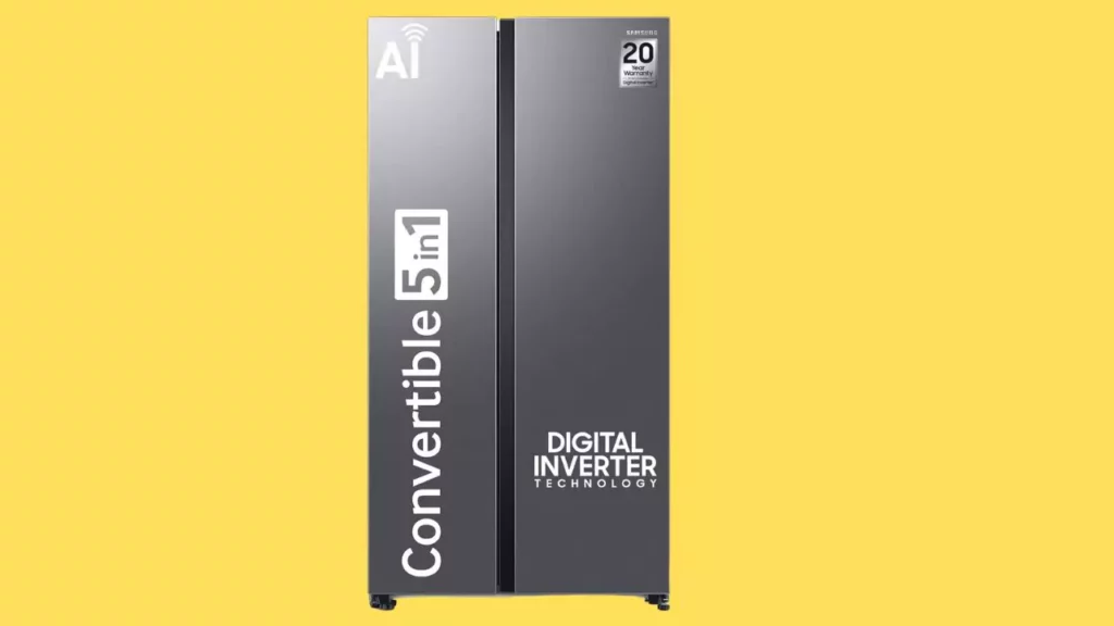 Samsung 653 L, 3 Star, Frost Free, Convertible 5-in-1 Digital Inverter, Side By Side AI Enabled Smart Refrigerator with WiFi (RS76CG8003S9HL, Silver, Refined Inox, 2024 Model)