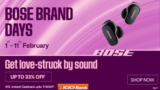 Bose Brand Days: February 1st to 11th – Up to 33% OFF on Earbuds, Headphones, Soundbars, and Bluetooth Speakers on Amazon